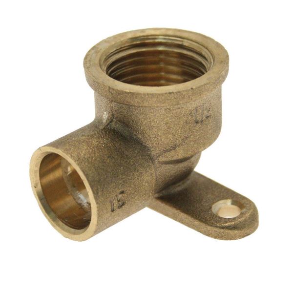 Picture of Solder Ring Wallplate Elbow 15mm x ½"