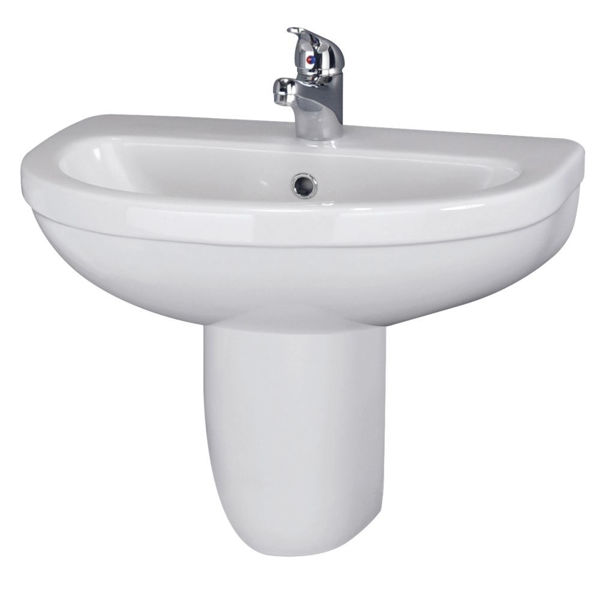 Picture of Nuie Ivo 550mm Basin 1TH & Semi Pedestal