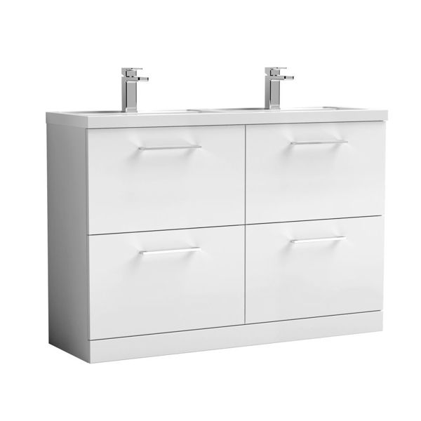 Picture of Nuie Arno 1200mm Floor Standing 4 Drawer Vanity & Double Basin 1
