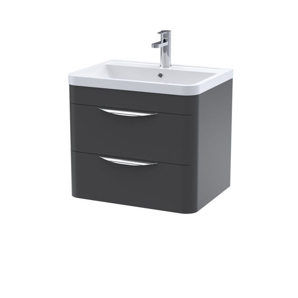 Picture of Neutral Parade 600mm Wall Hung 2 Drawer Vanity & Polymarble Basin