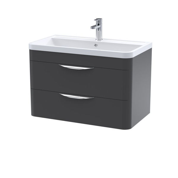 Picture of Neutral Parade 800mm Wall Hung 2 Drawer Vanity & Ceramic Basin