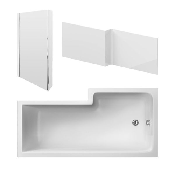 Picture of Neutral 1600mm Left Hand Square Shower Bath Set