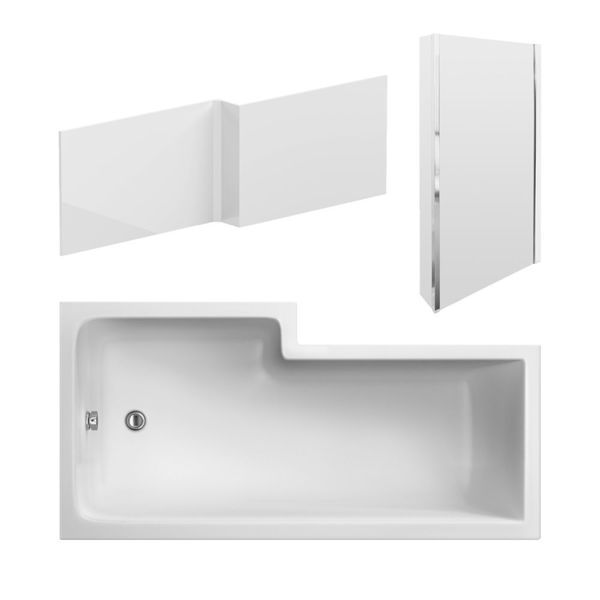 Picture of Neutral 1600mm Right Hand Square Shower Bath Set