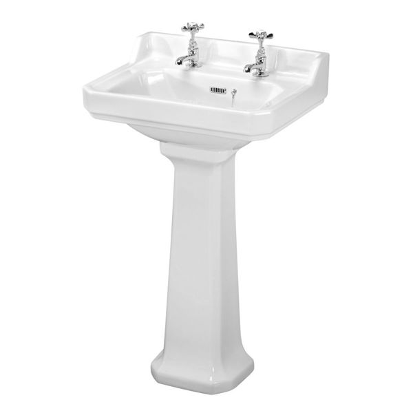 Picture of Neutral Carlton 560mm Basin & Pedestal (2 Tap Hole)