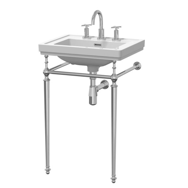 Picture of Neutral Carlton 500mm 3TH Basin With Traditional Stand