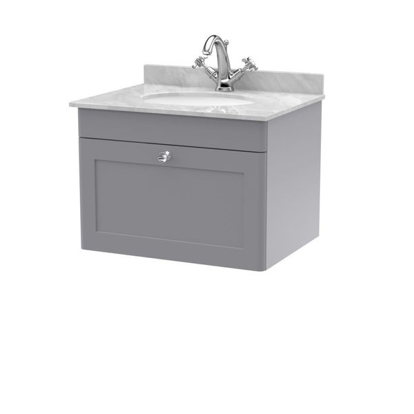 Picture of Neutral Classique 600mm Wall Hung 1 Drawer Vanity & Marble Top