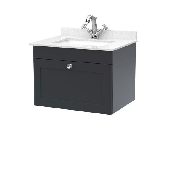 Picture of Neutral Classique 600mm Wall Hung 1 Drawer Vanity & Marble Top