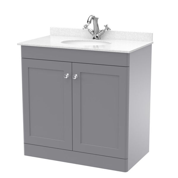 Picture of Neutral Classique 800mm Floor Standing 2 Door Vanity & Marble Top