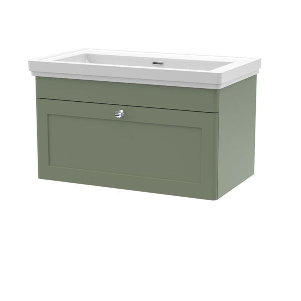 Picture of Neutral Classique 800mm Wall Hung 1 Drawer Vanity & Basin