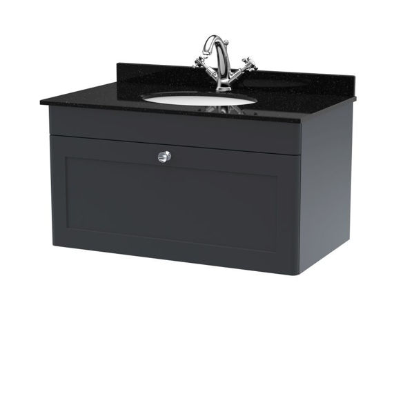 Picture of Neutral Classique 800mm Wall Hung 1 Drawer Vanity & Marble Top