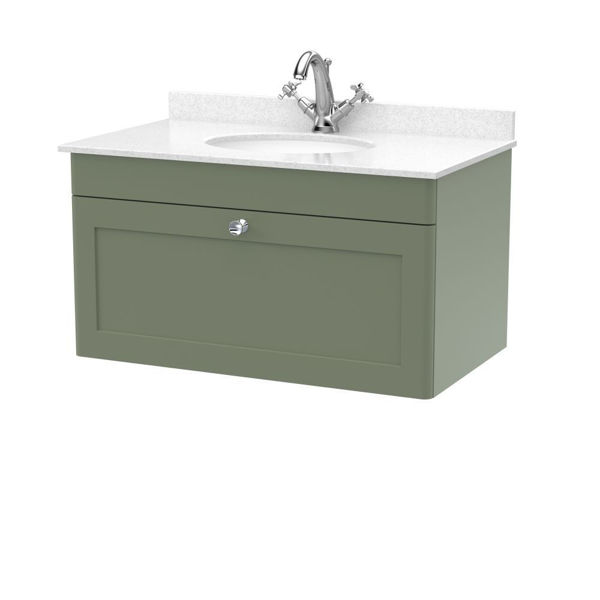 Picture of Neutral Classique 800mm Wall Hung 1 Drawer Vanity & Marble Top
