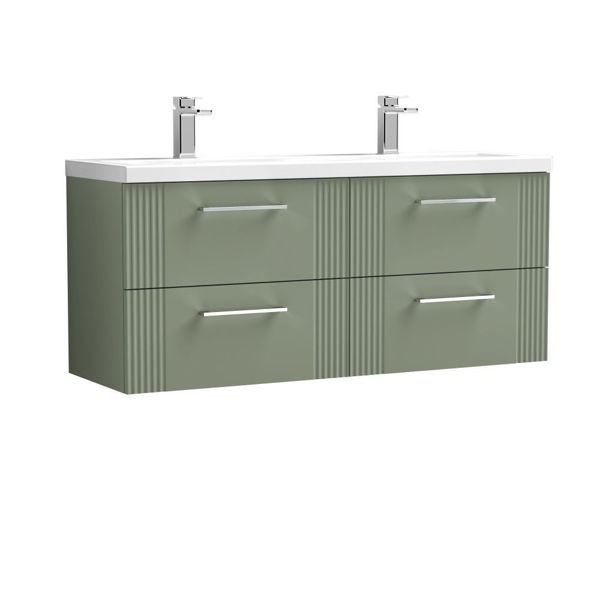 Picture of Neutral Deco 1200mm Wall Hung 4 Drawer Vanity & Double Basin