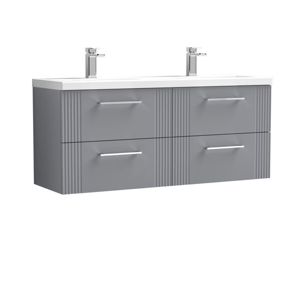 Picture of Neutral Deco 1200mm Wall Hung 4 Drawer Vanity & Double Basin