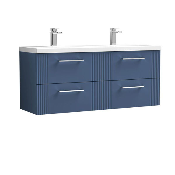 Picture of Neutral Deco 1200mm Wall Hung 4 Drawer Vanity & Double Basin